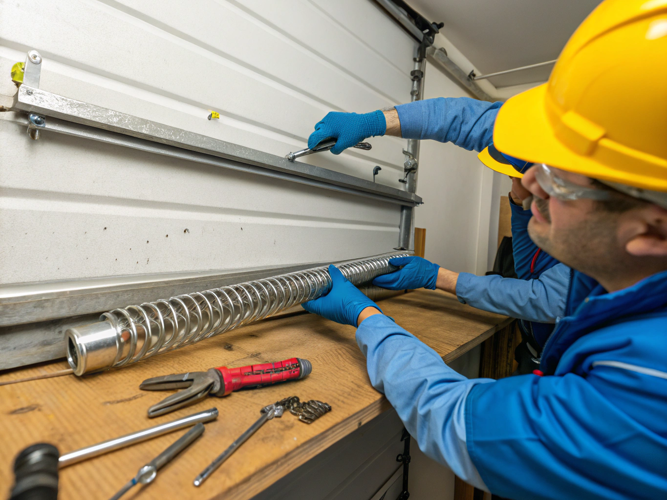 Newly installed heavy-duty torsion spring