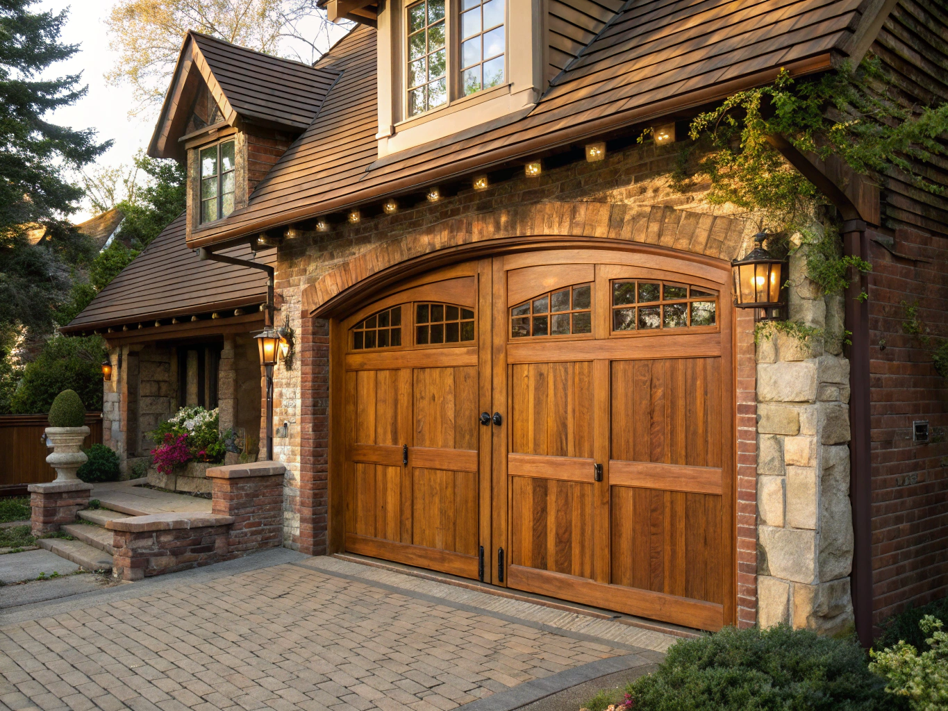 Old weathered wooden garage door
